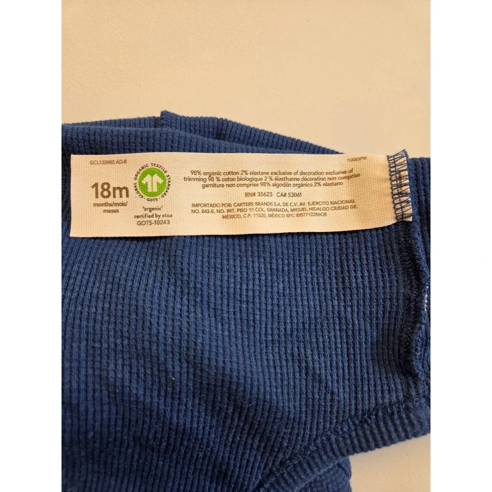 Little Planet Organic by Carters Baby Boys Blue Waffle Knit Bodysuit 18M